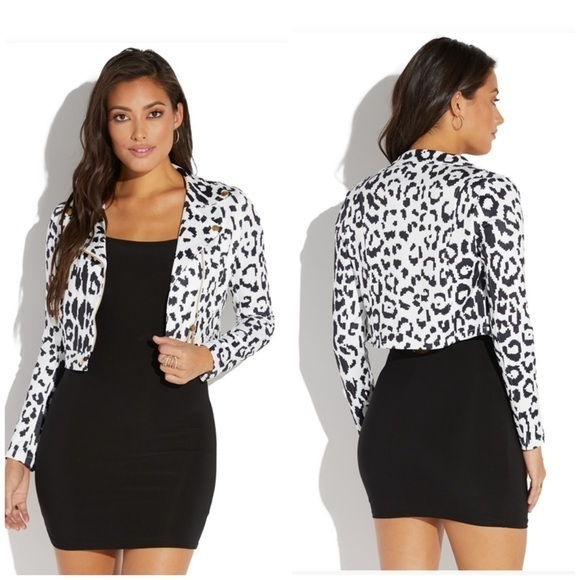 Black/White Animal Print Moto Jacket Size Med, NWT - Picture 1 of 2